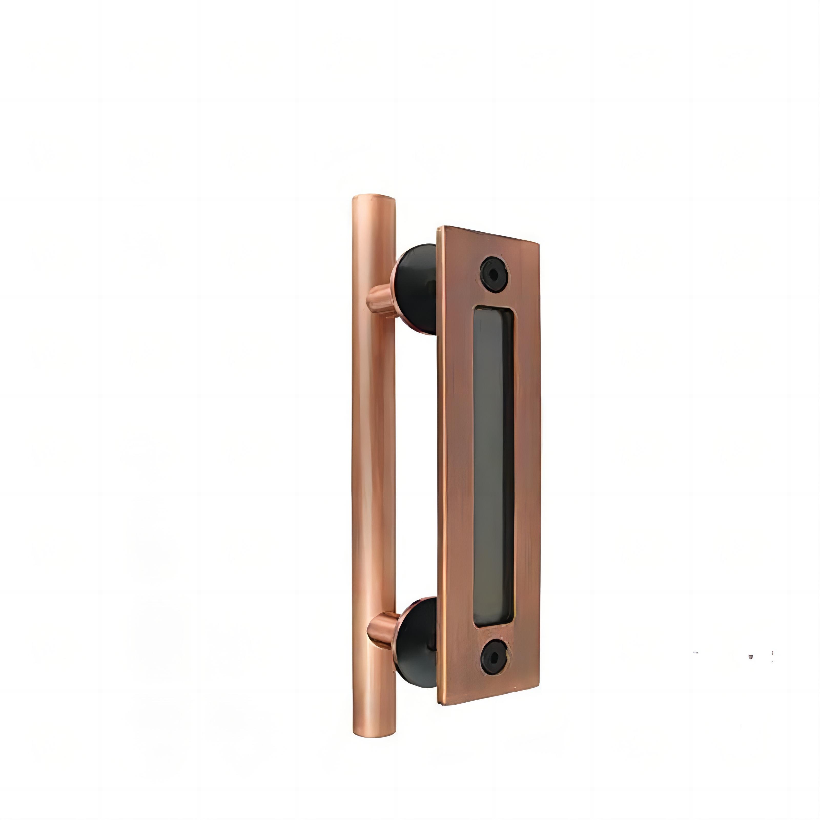 CCJH Manijas Y Tiradores De Puerta Corrediza De Granero De 10 Pulgadas, Juego De Herrajes De Doble Cara, Diseño De Placa Inferior Plana, Color Negro Rústico, Paquete De 2