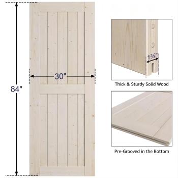 WEKIS Frameless H-brace DIY Unfinished Solid Pine Wood Door
