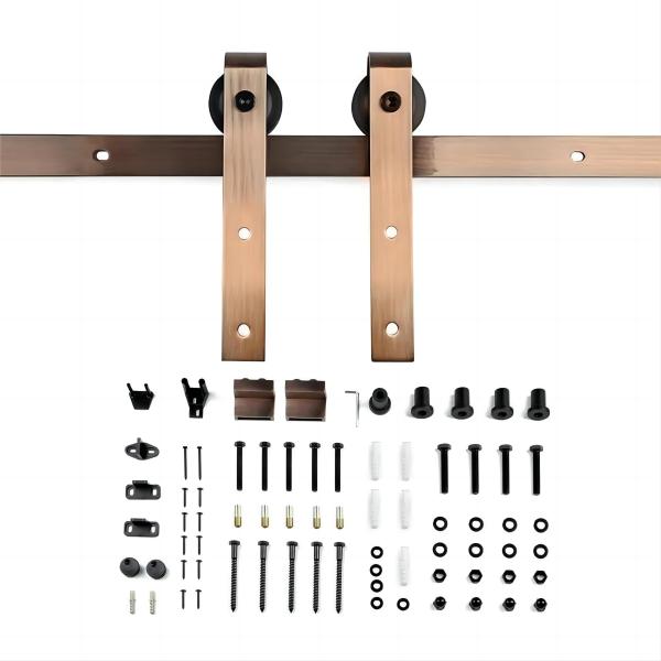 Antique Copper Low Clearance Barn Door Hardware Kit