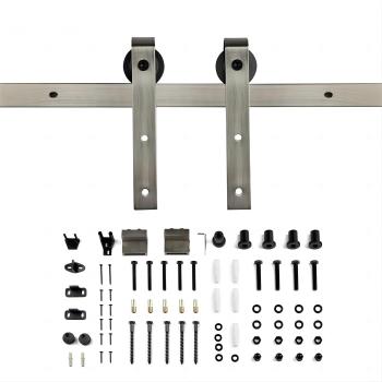 Satin Nickel Low Clearance Barn Door Hardware Kit