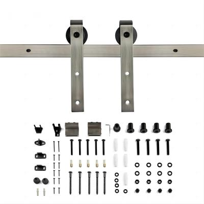 Satin Nickel Low Clearance Barn Door Hardware Kit