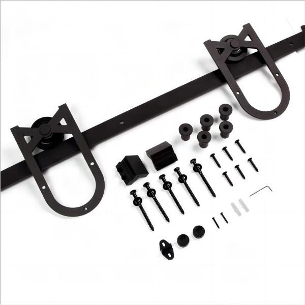 4ft. Mini Sliding Barn Door Hardware Kit for Cabinet and TV Stand Horseshoe Shaped Hanger