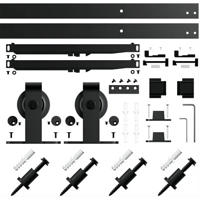 WEKIS  Tempered Glass Sliding Barn Door with Hardware Kit