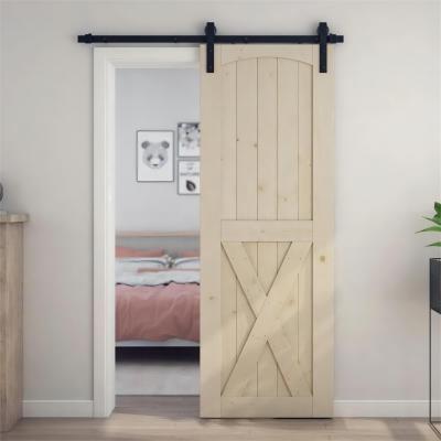 WEKIS Frameless Half X-brace DIY Unfinished Solid Pine Wood Door