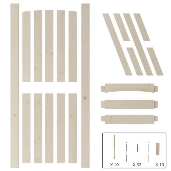 WEKIS Frameless Half X-brace DIY Unfinished Solid Pine Wood Door