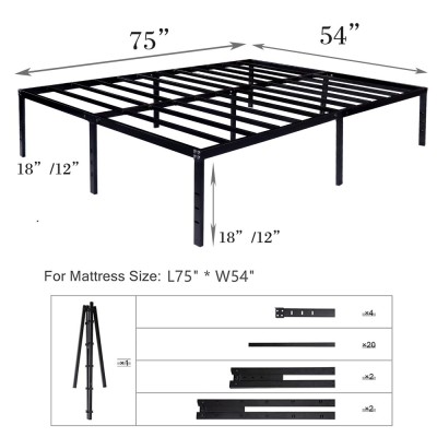 Hotel Double Bed Base Queen Folding King Size Soft Steel Bed Frame Storage Platform Mattress Base