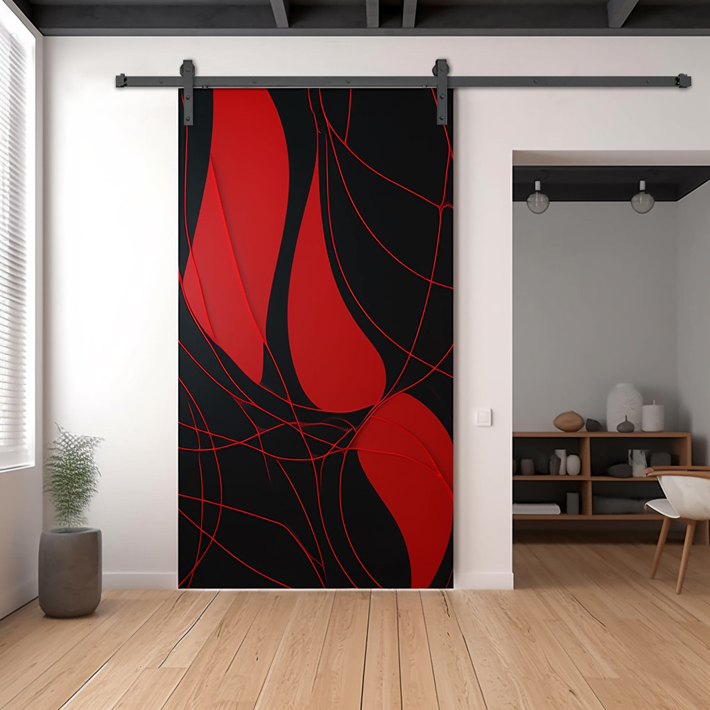 sliding door black and red