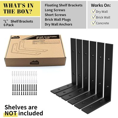 WEKIS  L Shaped Black Shelf Bracket