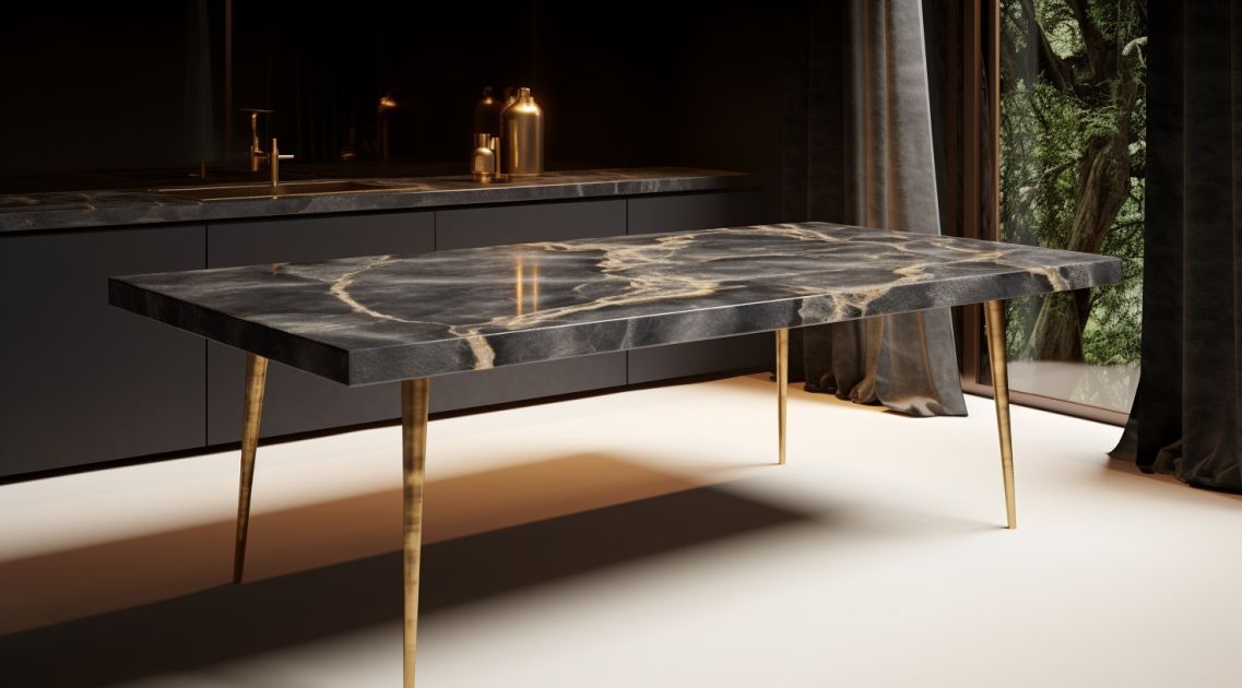 Medium Size Marble and Gold Table