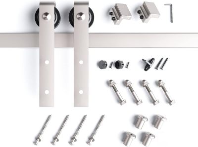 Brushed Stainless Steel Barn Door Hardware Kit