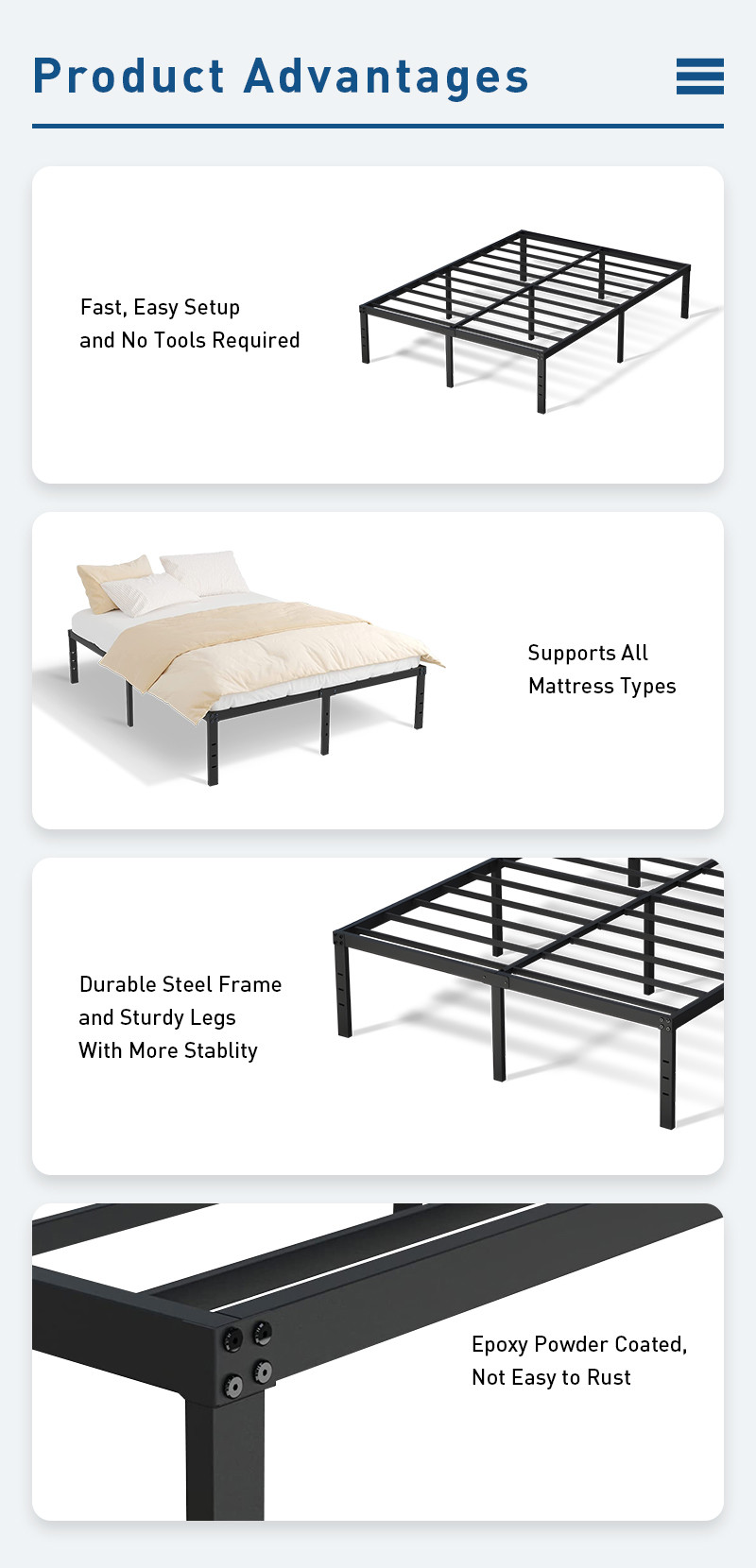 bed frame features