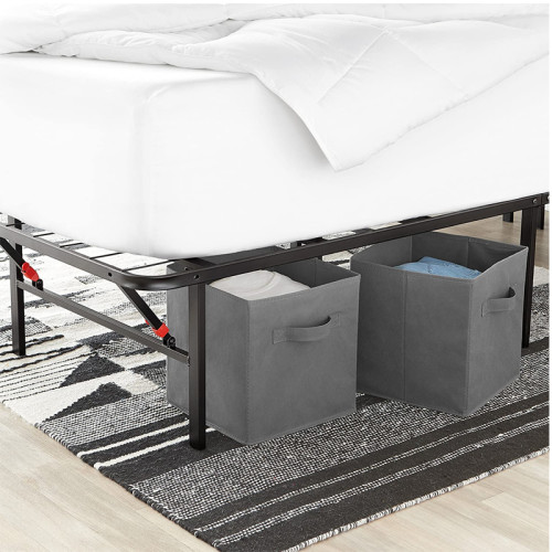 إطار طاولة قابل للطي/قاعدة منخفضة مزدوجة ذكية مقاس كينج إطار سرير مرتبة كوين ناعمة مع مساحة تخزين