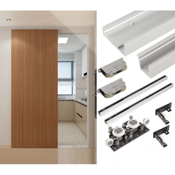 Concealed Wall Mounted Hidden Sliding Barn Door Hardware Kit