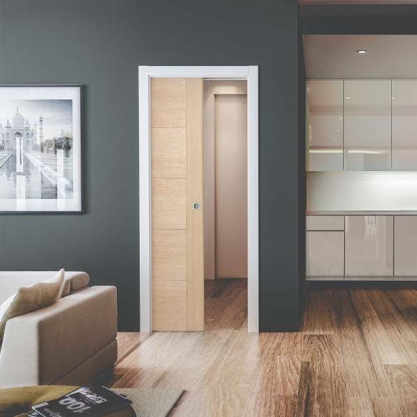 Puerta corrediza de cavidad WEKIS con marco de acero para puertas corredizas de bolsillo, serie 2*4