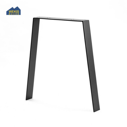 Pernas de mesa de centro de metal em forma de U, pernas de mesa de banco trapezoidal revestidas com pó preto