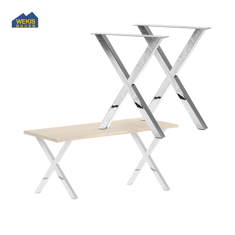 Pied de table en acier inoxydable en forme de X