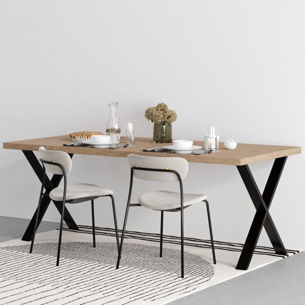 Pata de mesa de metal con forma de X en color negro