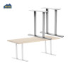 Mesa de comedor de acero inoxidable con patas cruzadas y base de metal