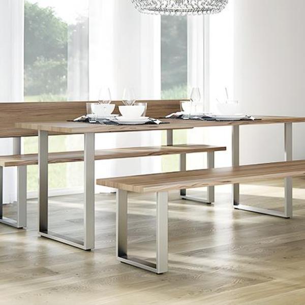 Muebles de metal resistentes de acero inoxidable con forma cuadrada y patas largas y gruesas para mesa de comedor