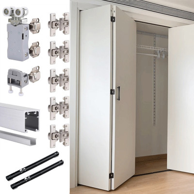 Aluminum Bi-Folding Door Hardware Track Door Slide Rail Hardware Accessories for Cabinet
