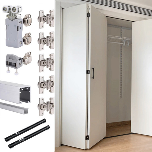 Aluminum Bi-Folding Door Hardware Track Door Slide Rail Hardware Accessories for Cabinet