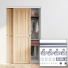 Adjustable Sliding Closet Door Hardware Kit | Top Track System with 4 Rollers for Double Wooden Wardrobe Doors