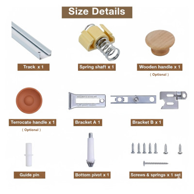 180° Bi-Fold Door Hardware Kit | Adjustable Pivot System with Spring Shaft & Track for Closet/Kitchen