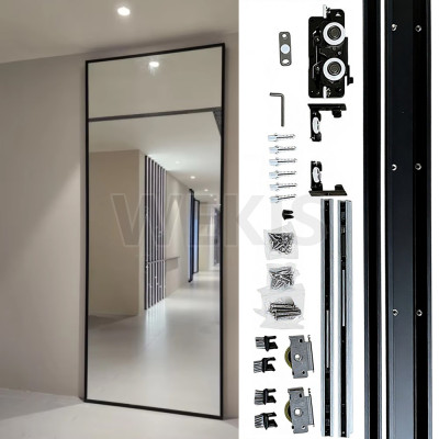 WEKIS Ghost Door Hardware Kit | Soft Close Suspended Sliding System for Modern Interior Floating Doors