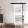 WEKIS 3-Section Glass Sliding Barn Door Durable & Easy-to-Assemble Interior Partition