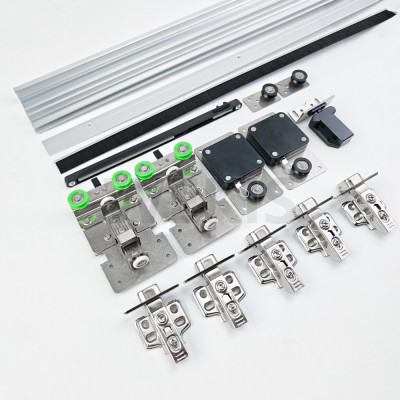 WEKIS Hidden Cabinet Folding Door Hardware Kit, Soft Close Pocket System for Kitchen Tall Appliance Cabinet Doors