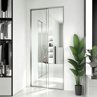 Custom Mirror Sliding Door System with Aluminium Frame and Top Bottom Track