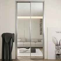 Custom Mirror Sliding Door System with Aluminium Frame and Top Bottom Track