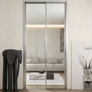 Custom Mirror Sliding Door System with Aluminium Frame and Top Bottom Track