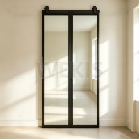 Mirror Bifold Barn Door with Black Aluminium Frame 914x2134mm