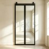 Mirror Bifold Barn Door with Black Aluminium Frame 914x2134mm