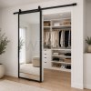 Mirror Barn Door with Black Aluminium Frame 914x2032mm Sliding