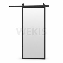 Mirror Barn Door with Black Aluminium Frame 914x2032mm Sliding