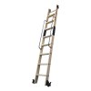 Oak Rolling Library Ladder with Black Tube Handrail 2200-2743mm