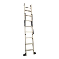 Oak Rolling Library Ladder with Black Tube Handrail 2200-2743mm