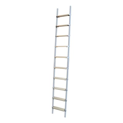 Aluminium Rolling Ladder with Solid Oak Treads Spliced Stile
