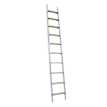 Aluminium Rolling Ladder with Solid Oak Treads Spliced Stile