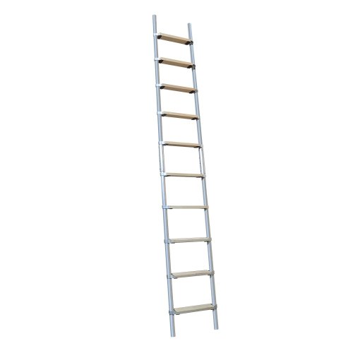 Aluminium Rolling Ladder with Solid Oak Treads Spliced Stile