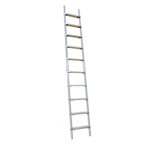 Aluminium Rolling Ladder with Solid Oak Treads Spliced Stile