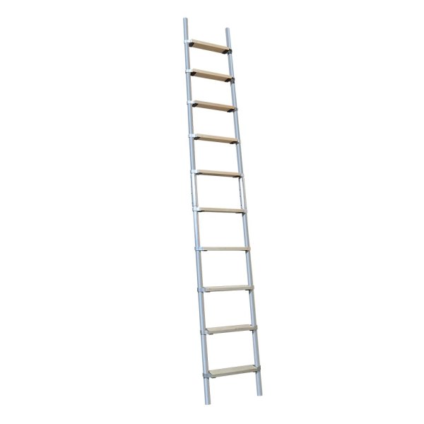 Aluminium Rolling Ladder with Solid Oak Treads Spliced Stile