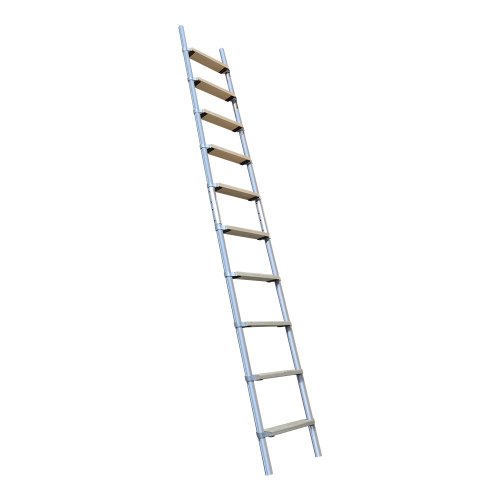 Aluminium Rolling Ladder with Solid Oak Treads Spliced Stile