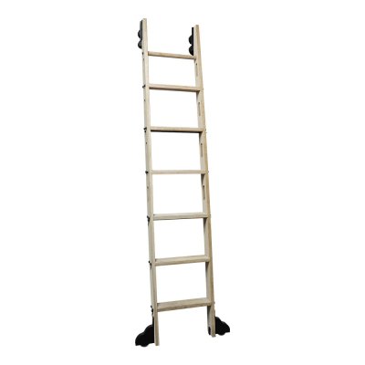 Rolling Library Ladder with 2000mm Spliced Track Wood Ladder
