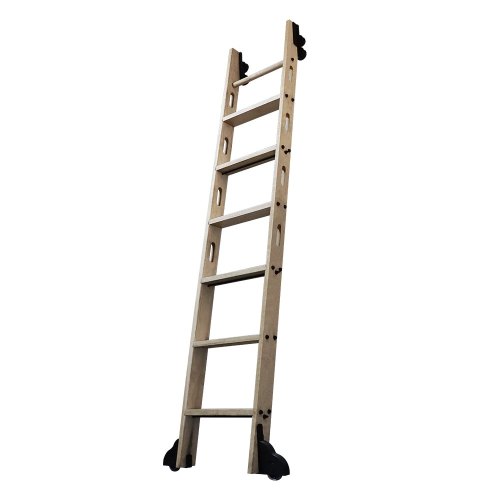 Rolling Library Ladder with 2000mm Spliced Track Wood Ladder