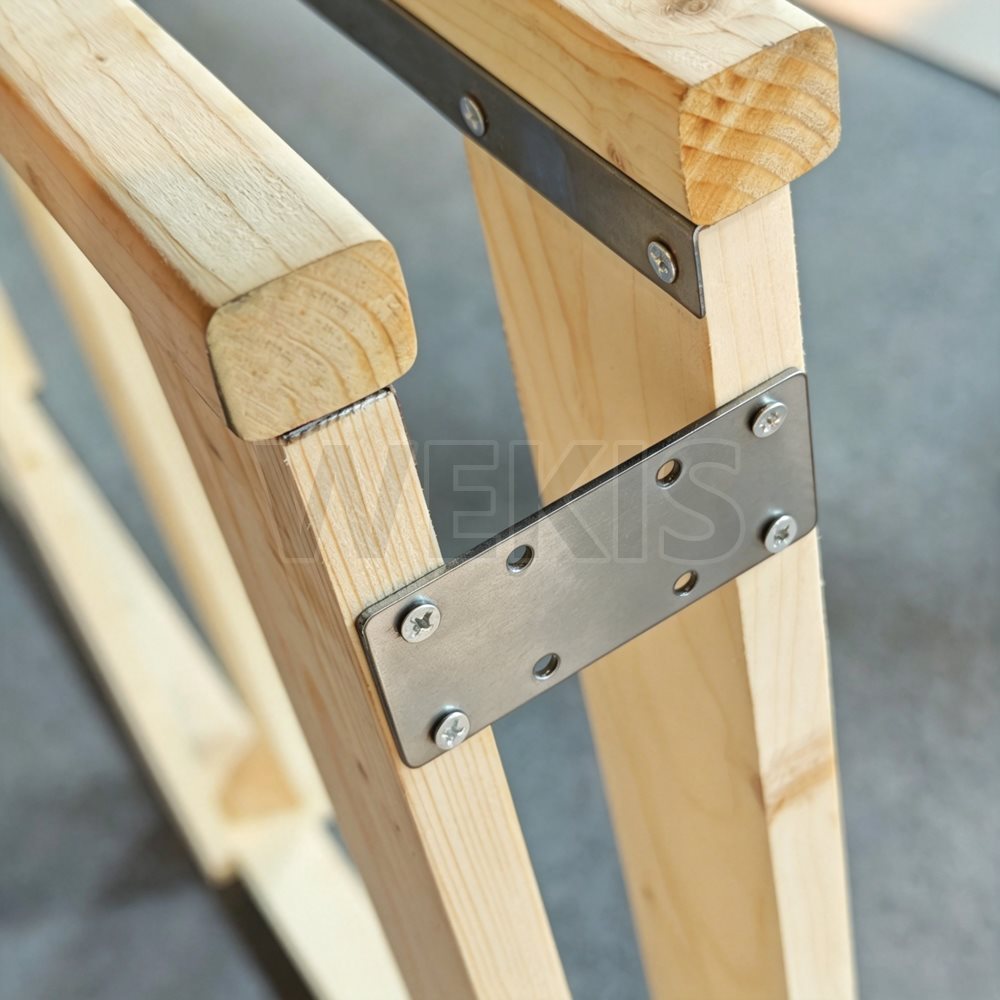 Pine timber frame template with aluminum track channel built into the top rail
