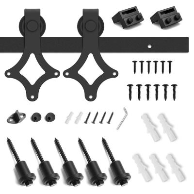 4ft. Mini Sliding Barn Door Hardware Kit for Cabinet and TV Stand  Rhombus Shape Hanger