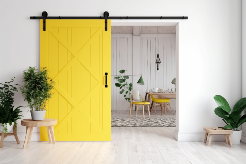 yellow barn door